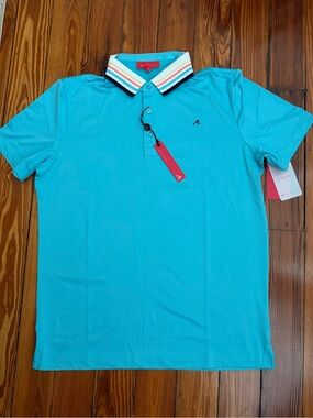 Redvanly Striped-Collar Performance Polo size M